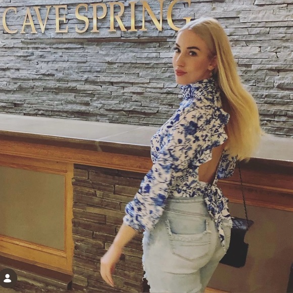 L*Space Blue Floral Women's Blouse - Picture 5 of 5